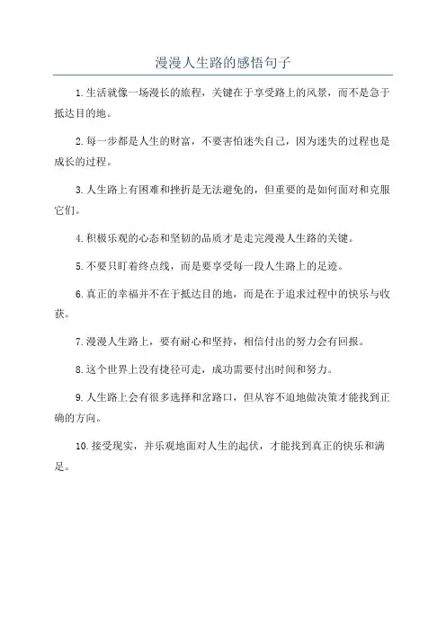 漫漫人生路的感悟句子