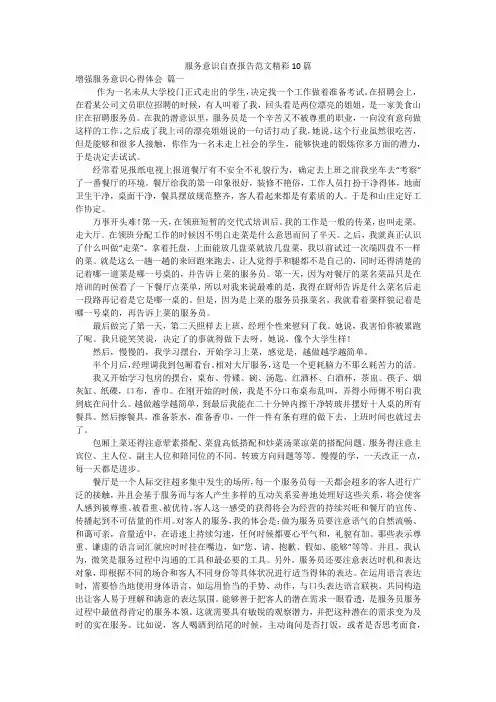 服务意识自查报告范文精彩10篇