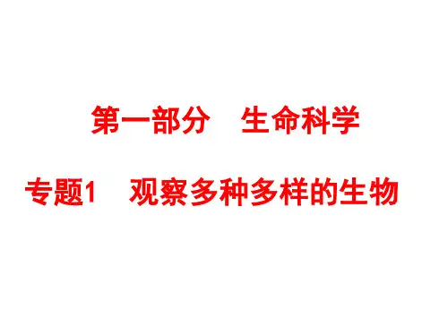 浙江省中考科学复习 第一部分 生命科学 专题1 观察多