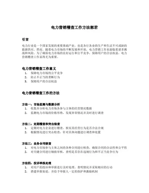 电力营销稽查工作方法郭君