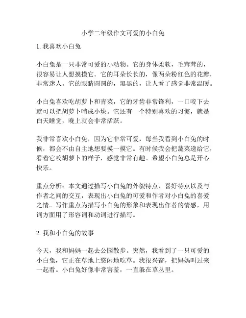 小学二年级作文可爱的小白兔
