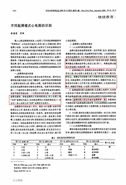 不同起搏模式心电图的识别