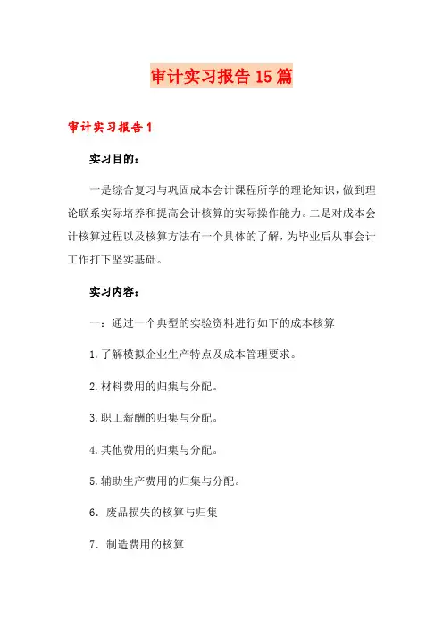 审计实习报告15篇