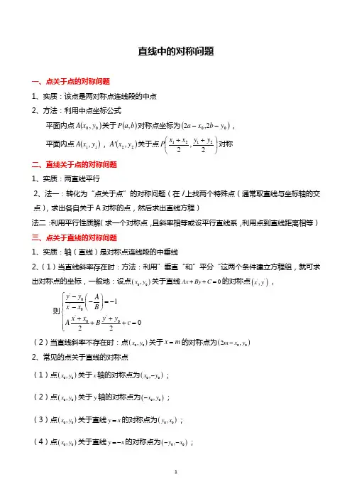 直线中的对称问题6种考法