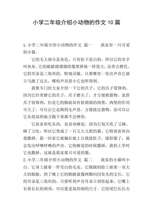 小学二年级介绍小动物的作文10篇