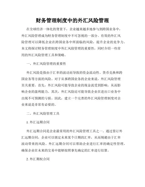财务管理制度中的外汇风险管理