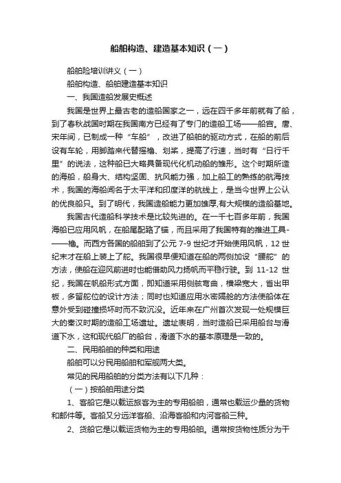 船舶构造、建造基本知识（一）