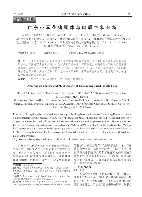 广东小耳花猪胴体与肉质性状分析