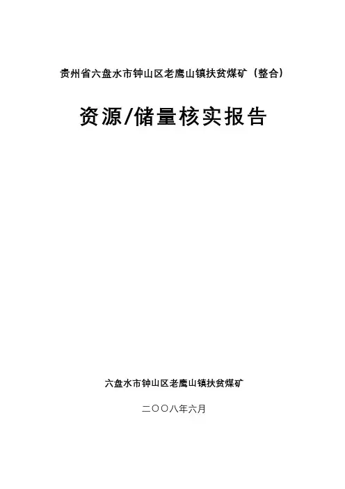 贵州省六盘水市钟山区老鹰山镇扶贫煤矿储量核实报告
