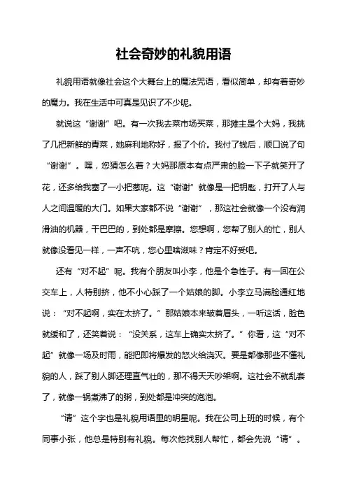 社会奇妙的礼貌用语