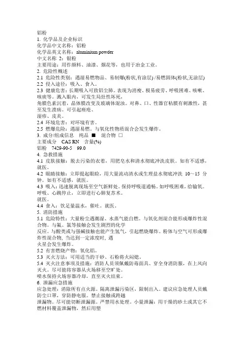 危化品MSDS-铝粉