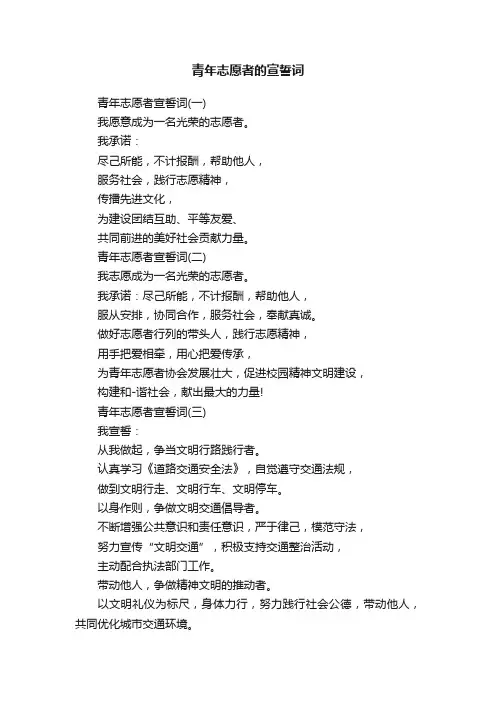 青年志愿者的宣誓词