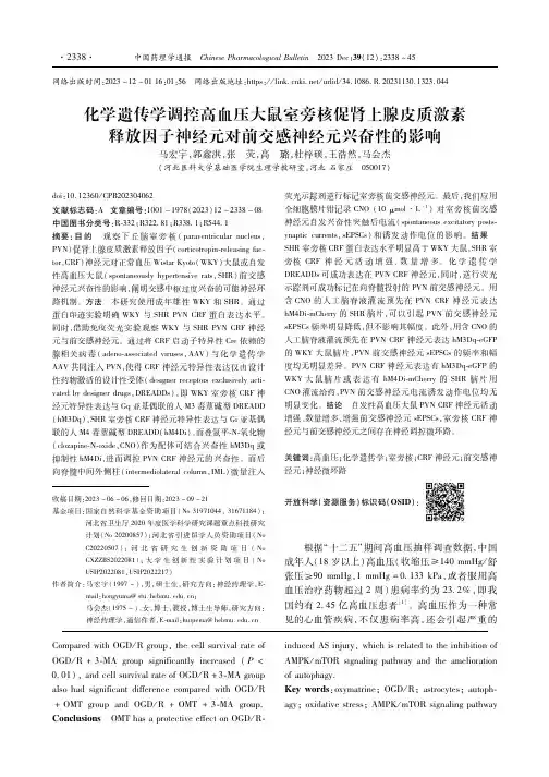 化学遗传学调控高血压大鼠室旁核促肾上腺皮质激素释放因子神经元对前交感神经元兴奋性的影响