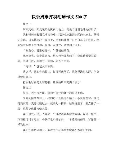 快乐周末打羽毛球作文500字