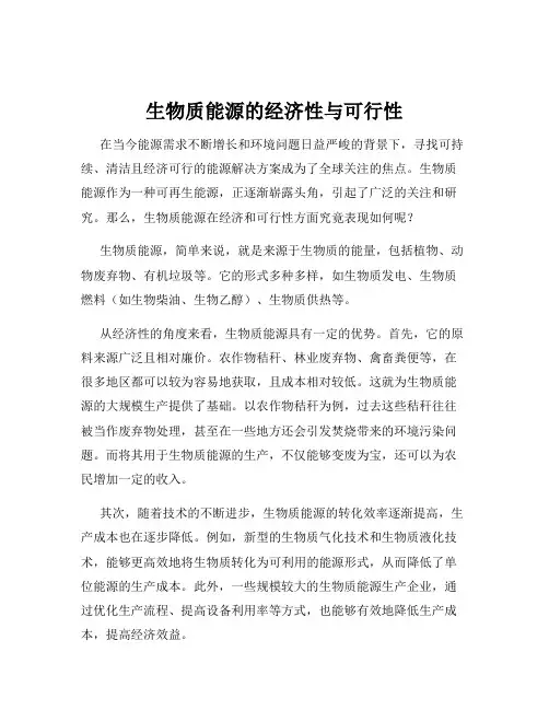 生物质能源的经济性与可行性