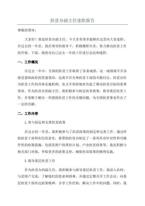 扶贫办副主任述职报告