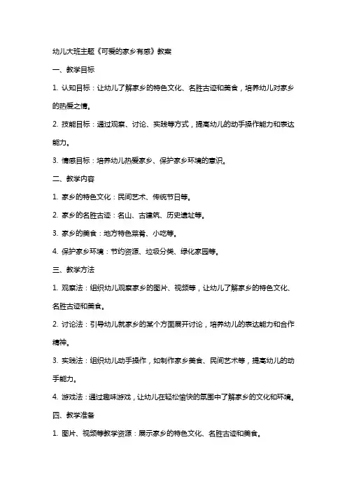 幼儿大班主题《可爱的家乡有感》教案