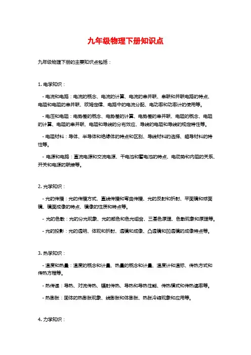 九年级物理下册知识点
