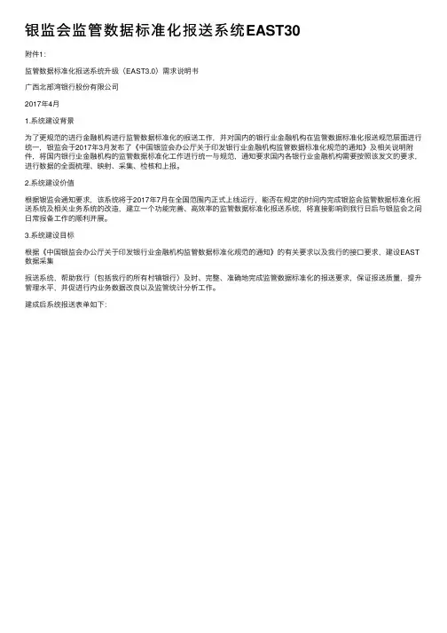 银监会监管数据标准化报送系统EAST30