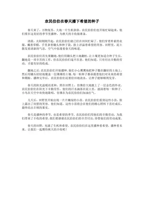 农民伯伯在春天播下希望的种子作文范文