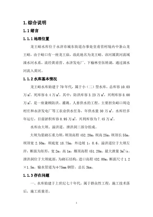 龙王玉水库应急防汛工程初步设计报告