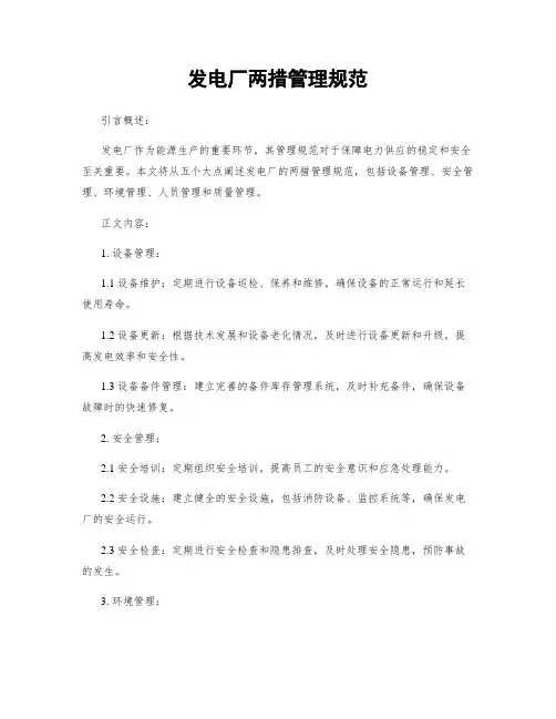 发电厂两措管理规范