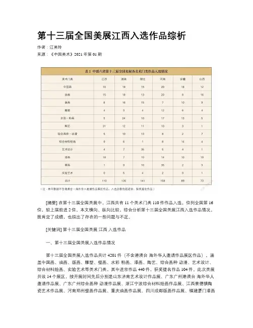 第十三届全国美展江西入选作品综析