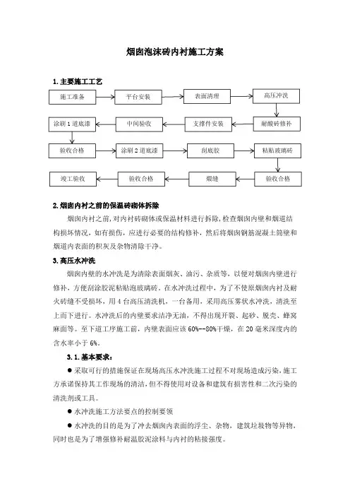 烟囱泡沫砖内衬施工方案-江苏悦中悦高空工程有限公司