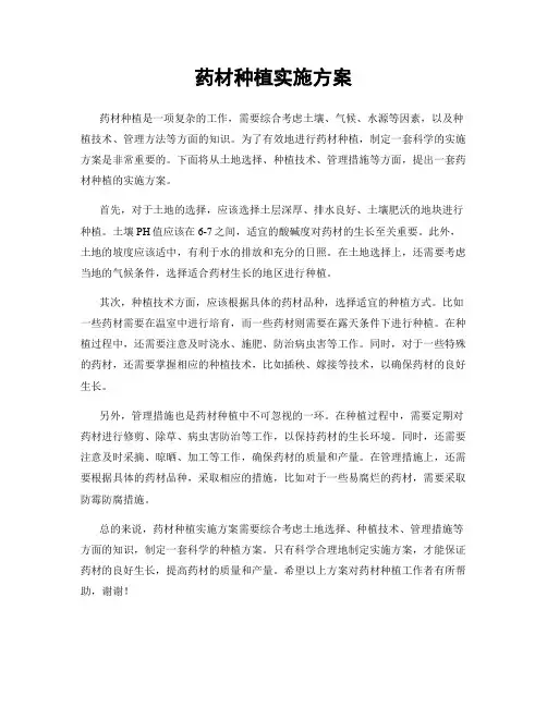 药材种植实施方案