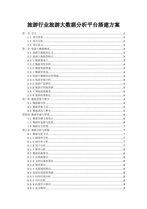 旅游行业旅游大数据分析平台搭建方案