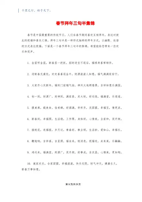 春节拜年三句半集锦