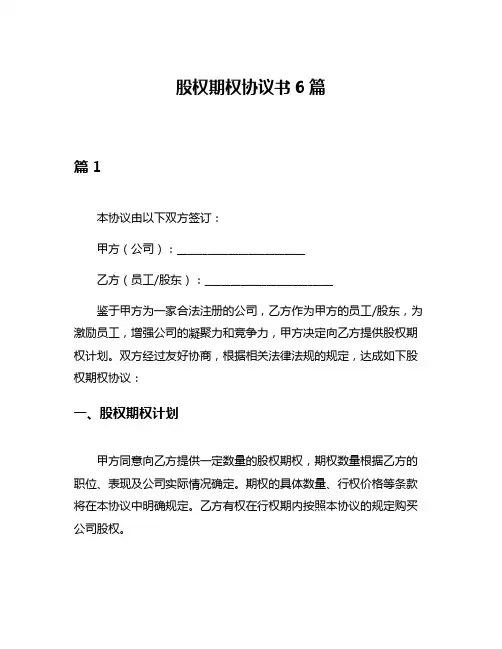 股权期权协议书6篇