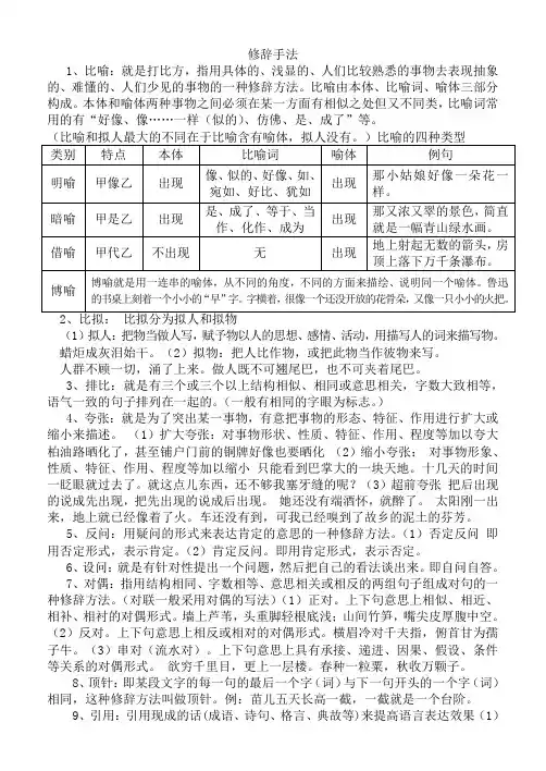小学语文修辞手法总结