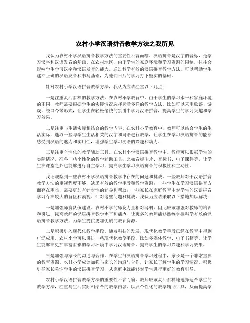 农村小学汉语拼音教学方法之我所见