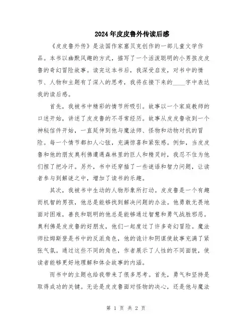 2024年皮皮鲁外传读后感