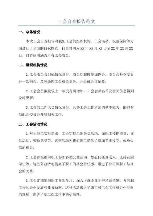 工会自查报告范文