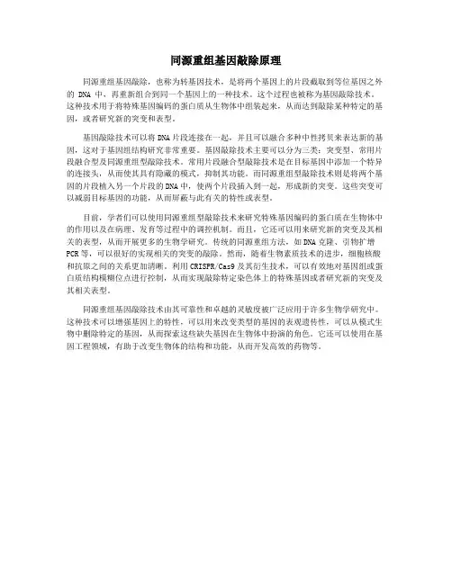 同源重组基因敲除原理