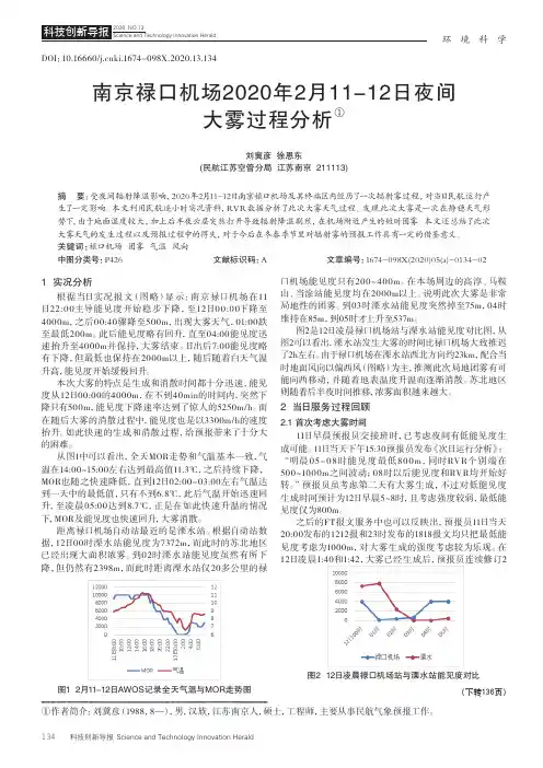 南京禄口机场2020年2月11-12日夜间大雾过程分析