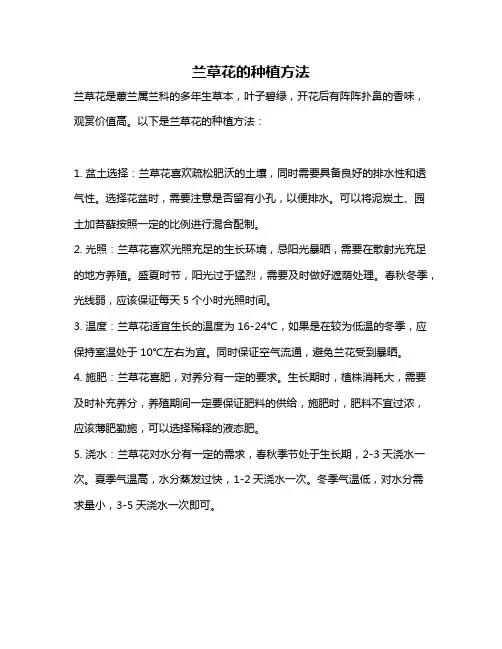 兰草花的种植方法