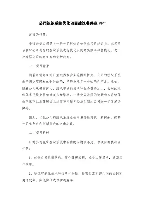公司组织系统优化项目建议书共张PPT