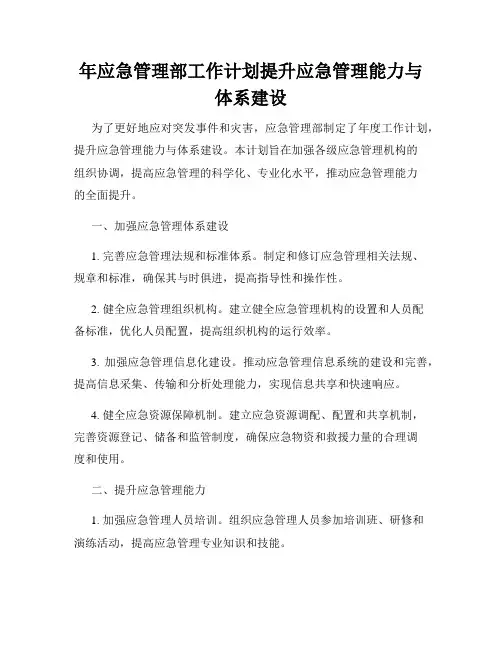 年应急管理部工作计划提升应急管理能力与体系建设