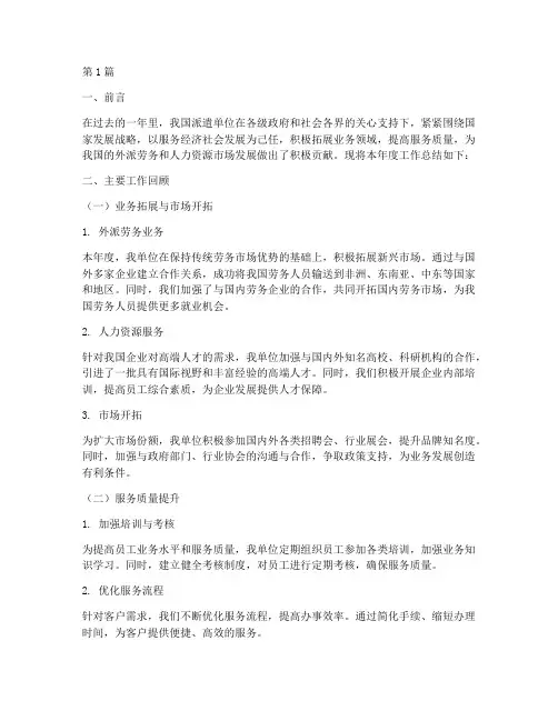 派遣单位总结报告范文(3篇)