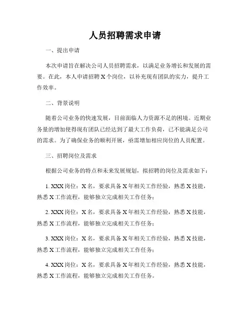 人员招聘需求申请