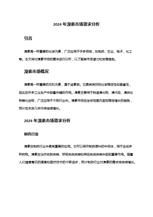 2024年溴素市场需求分析