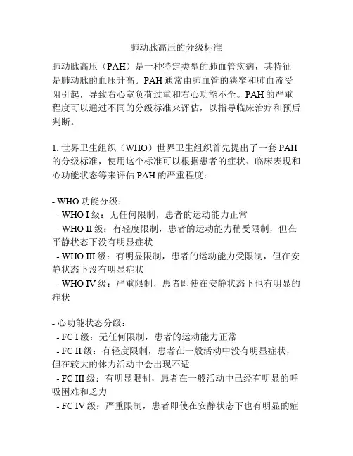 肺动脉高压的分级标准