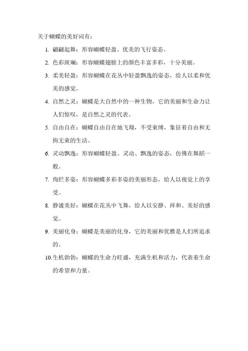 关于蝴蝶的美好词