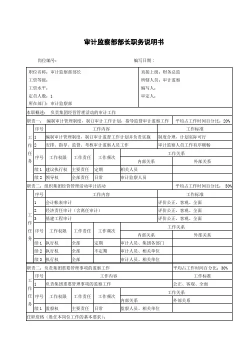 审计监察部部长职