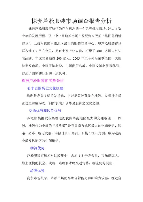 芦淞市场市场调查分析报告