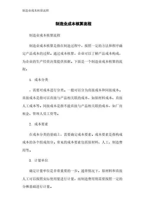 制造业成本核算流程