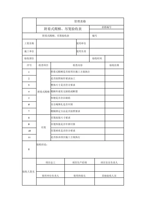 附着式爬梯、吊笼验收表